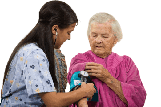 Nurse taking blood pressure